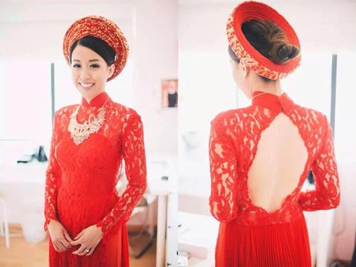 Áo dài cho lễ ăn hỏi mùa hè